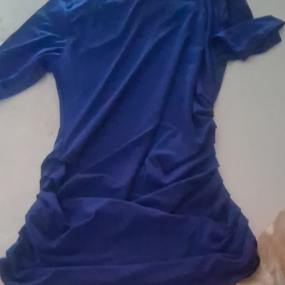 Laundry By Shelli Segal Royal Blue Ruched Boatneck Bodycon Mini Dress S - Picture 5 of 7